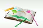 Drawing Book with Park and Rainbow Image